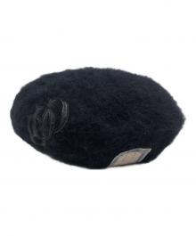 THE H.W.DOG&CO.（エイチダブリュードッグアンドコー）の古着「LEATHER WAPPEN FLUFFY BERET / D-00994」｜ブラック