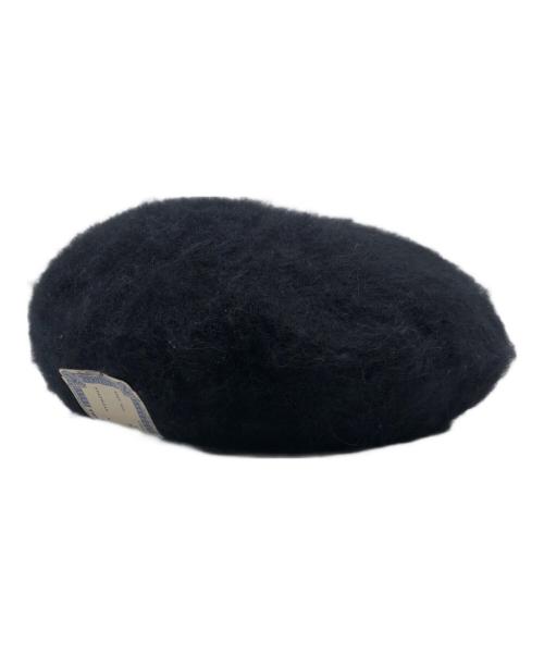 THE H.W.DOG&CO.（エイチダブリュードッグアンドコー）THE H.W.DOG&CO. (エイチダブリュードッグアンドコー) LEATHER WAPPEN FLUFFY BERET / D-00994 ブラック サイズ:ONEの古着・服飾アイテム