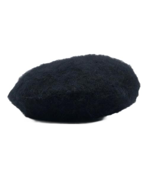 THE H.W.DOG&CO.（エイチダブリュードッグアンドコー）THE H.W.DOG&CO. (エイチダブリュードッグアンドコー) LEATHER WAPPEN FLUFFY BERET / D-00994 ブラック サイズ:ONEの古着・服飾アイテム