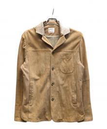 EMMETI（エンメティ）の古着「襟クロコダイル オープンカラーレザージャケット」｜ブラウン