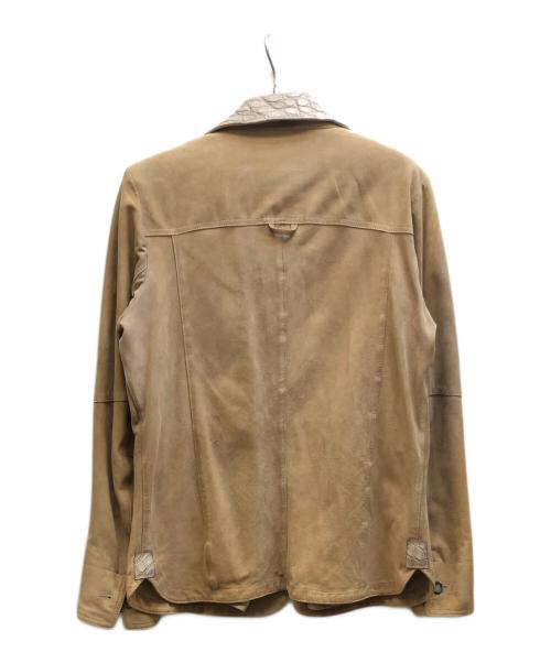 EMMETI（エンメティ）EMMETI (エンメティ) 襟クロコダイル オープンカラーレザージャケット ブラウン サイズ:50の古着・服飾アイテム