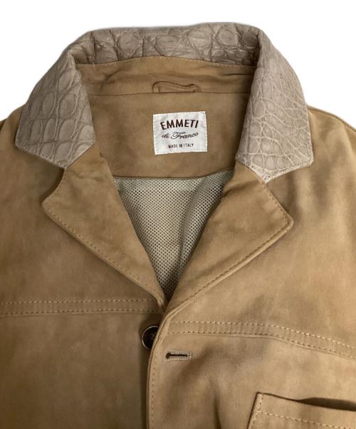 EMMETI（エンメティ）EMMETI (エンメティ) 襟クロコダイル オープンカラーレザージャケット ブラウン サイズ:50の古着・服飾アイテム