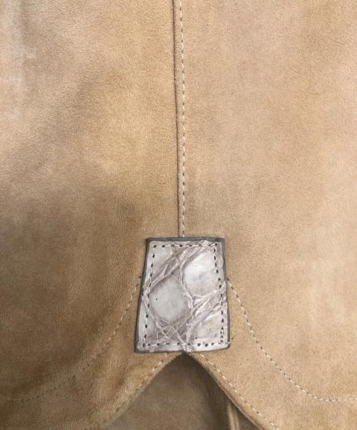 EMMETI（エンメティ）EMMETI (エンメティ) 襟クロコダイル オープンカラーレザージャケット ブラウン サイズ:50の古着・服飾アイテム