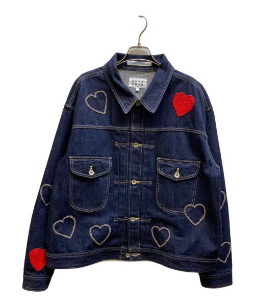 CHAH CHAH（チャーチャー）CHAH CHAH (チャーチャー) CC HAPPY DENIM TRUCKER JACKET インディゴ サイズ:Lの古着・服飾アイテム