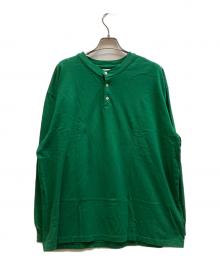 blurhms ROOTSTOCK（ブラームスルーツストック）の古着「ヘンリーネック長袖カットソー」｜グリーン