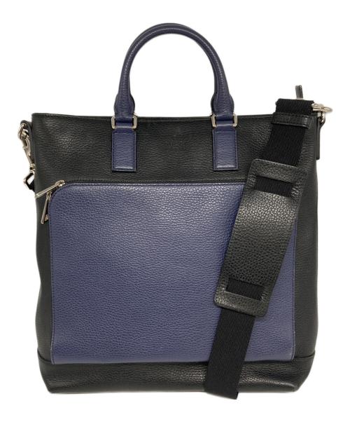GUCCI（グッチ）GUCCI (グッチ) コスモポリス レザートートバッグ ネイビー×ブラックの古着・服飾アイテム