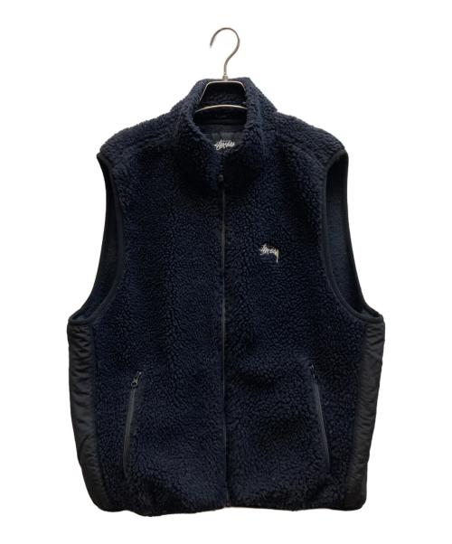 stussy（ステューシー）stussy (ステューシー) Block Sherpa Vest ブラック サイズ:Lの古着・服飾アイテム
