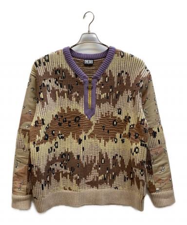 中古・古着通販】DIESEL (ディーゼル) カモフラ柄ハーフジップニット