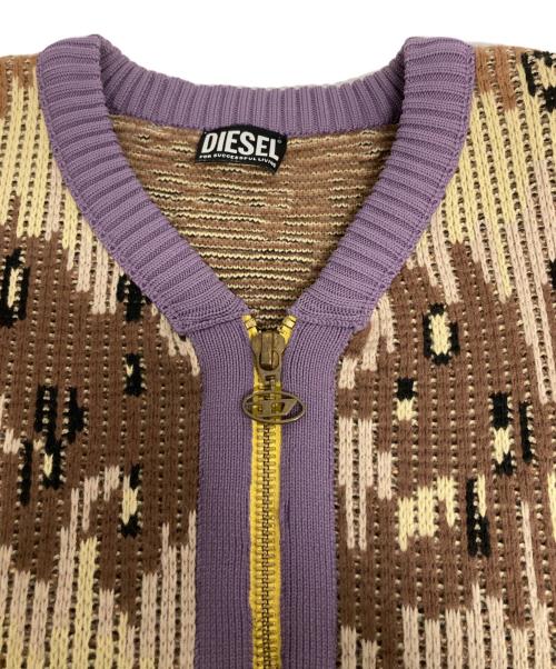 DIESEL（ディーゼル）DIESEL (ディーゼル) カモフラ柄ハーフジップニット パープル×ベージュ サイズ:Lの古着・服飾アイテム