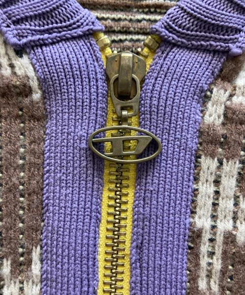 DIESEL（ディーゼル）DIESEL (ディーゼル) カモフラ柄ハーフジップニット パープル×ベージュ サイズ:Lの古着・服飾アイテム