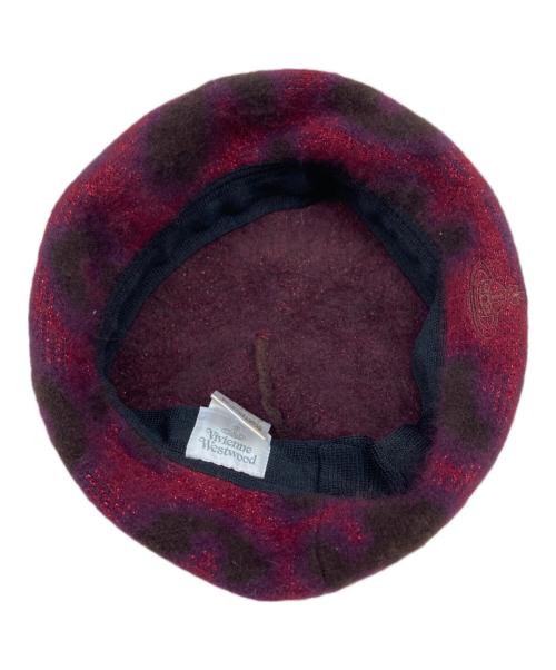 Vivienne Westwood（ヴィヴィアンウエストウッド）Vivienne Westwood (ヴィヴィアンウエストウッド) アンゴラ混ベレー帽 レッド×パープル サイズ:S~Mの古着・服飾アイテム