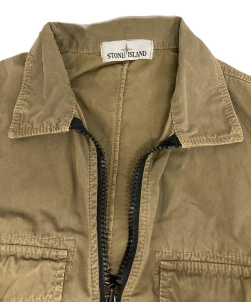 STONE ISLAND（ストーンアイランド）STONE ISLAND (ストーンアイランド) GARMENT DYED TWIN POCKET OVERSHIRT カーキ サイズ:Mの古着・服飾アイテム