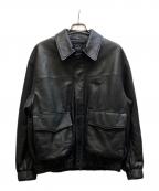 EDIFICEエディフィス）の古着「A2 レザーショートブルゾン」｜ブラック