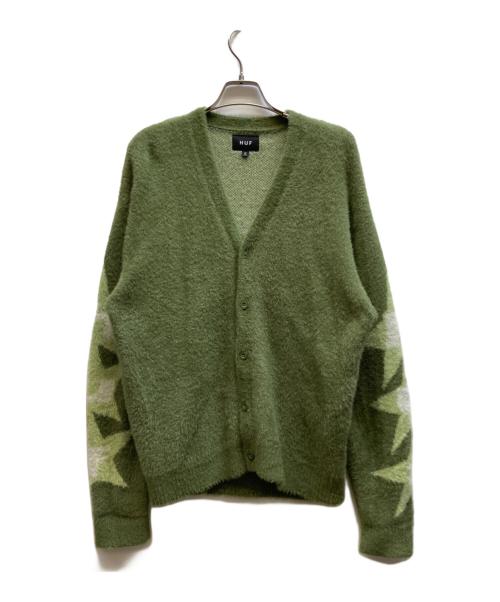 HUF（ハフ）HUF (ハフ) シャギーニットカーディガン グリーン サイズ:Mの古着・服飾アイテム