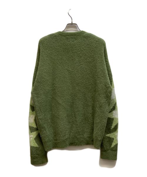 HUF（ハフ）HUF (ハフ) シャギーニットカーディガン グリーン サイズ:Mの古着・服飾アイテム