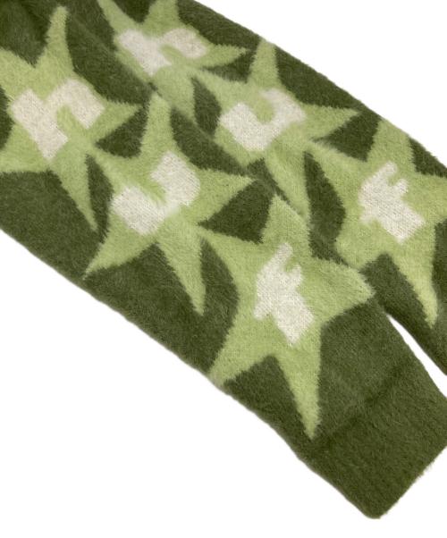 HUF（ハフ）HUF (ハフ) シャギーニットカーディガン グリーン サイズ:Mの古着・服飾アイテム