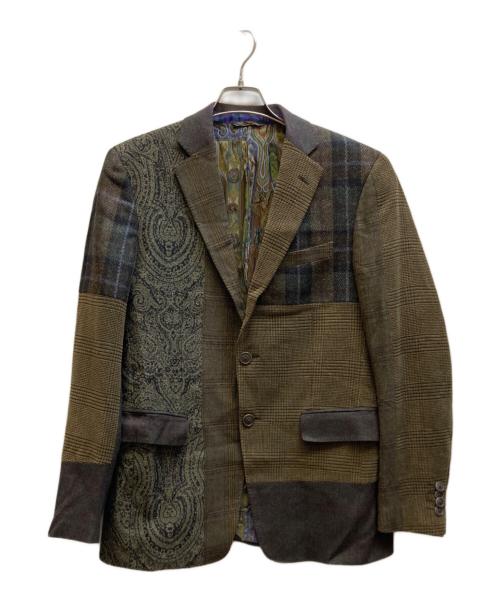 ETRO（エトロ）ETRO (エトロ) 異素材切替テーラードジャケット ブラウン サイズ:48の古着・服飾アイテム