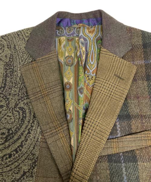 ETRO（エトロ）ETRO (エトロ) 異素材切替テーラードジャケット ブラウン サイズ:48の古着・服飾アイテム