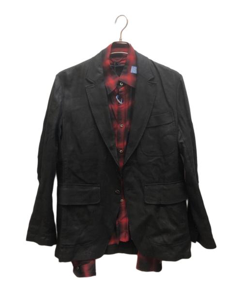 MIHARA YASUHIRO（ミハラヤスヒロ）MIHARA YASUHIRO (ミハラヤスヒロ) リネンテーラードジャケット ブラック サイズ:44の古着・服飾アイテム