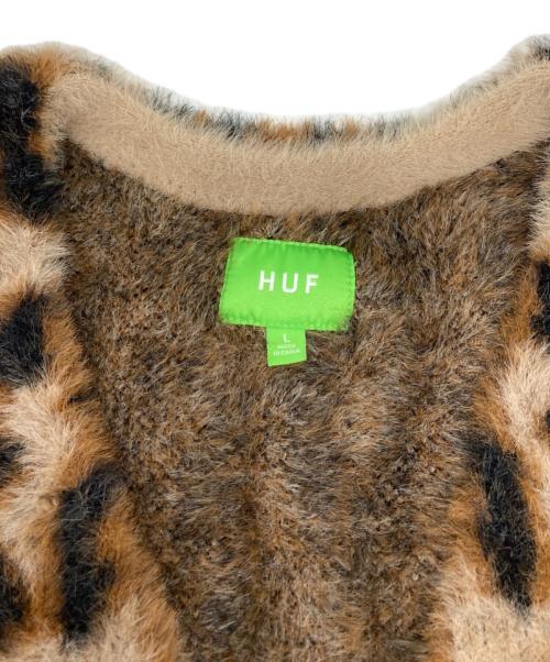 HUF（ハフ）HUF (ハフ) ヒョウ柄カーディガン ブラウン サイズ:Lの古着・服飾アイテム