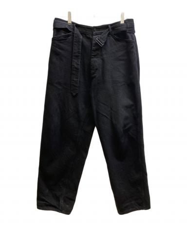 COMOLI コモリ 17SS ベルテッド デニム パンツ ブラック　1【中古】 中古・古着通販】COMOLI (コモリ) デニム ベルテッドパンツ ブラック