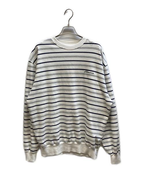 plllllleeeasse（プリーズ）plllllleeeasse (プリーズ) ボーダースウェット / 25PLS-C001 ホワイト サイズ:MEDIUMの古着・服飾アイテム