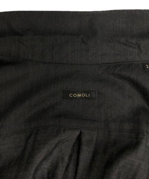 COMOLI（コモリ）COMOLI (コモリ) ウールシルク半袖オープンカラーシャツ ブラック サイズ:2の古着・服飾アイテム