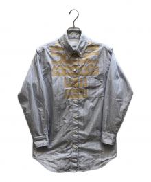 BURBERRY LONDON（バーバリーロンドン）の古着「ロゴストライプボタンダウンシャツ」｜ブルー