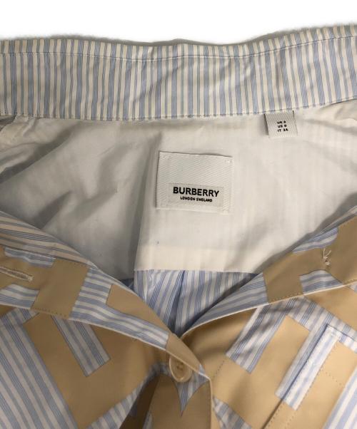 BURBERRY LONDON（バーバリーロンドン）BURBERRY LONDON (バーバリーロンドン) ロゴストライプボタンダウンシャツ ブルー サイズ:IT34の古着・服飾アイテム