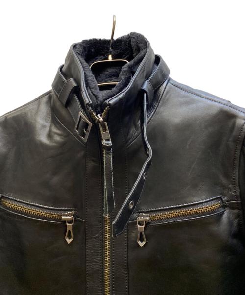 Liugoo Leathers（リューグーレザーズ）LIUGOO LEATHERS (リューグーレザーズ) 襟ボアレザージャケット ブラック サイズ:Ｓの古着・服飾アイテム