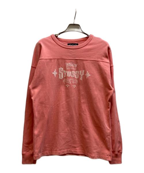 stussy（ステューシー）stussy (ステューシー) ATHLETICS クラウンロゴスウェット ピンク サイズ:Mの古着・服飾アイテム
