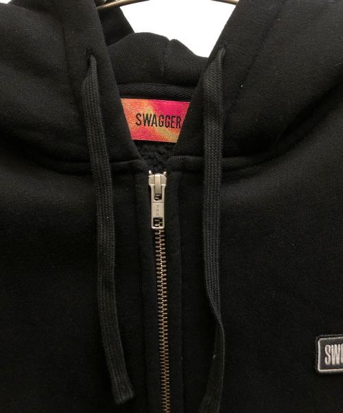 SWAGGER（スワッガー）SWAGGER (スワッガー) Box Logo Zip Up Hoodie/SWG25-HO01 ブラック サイズ:Lの古着・服飾アイテム