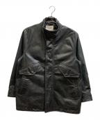 MAISON SPECIALメゾンスペシャル）の古着「バッファロークラックレザーオーバーショートモッズコート / 11232211210」｜ブラック