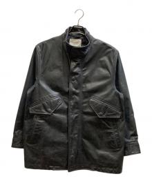 MAISON SPECIAL（メゾンスペシャル）の古着「バッファロークラックレザーオーバーショートモッズコート / 11232211210 」｜ブラック