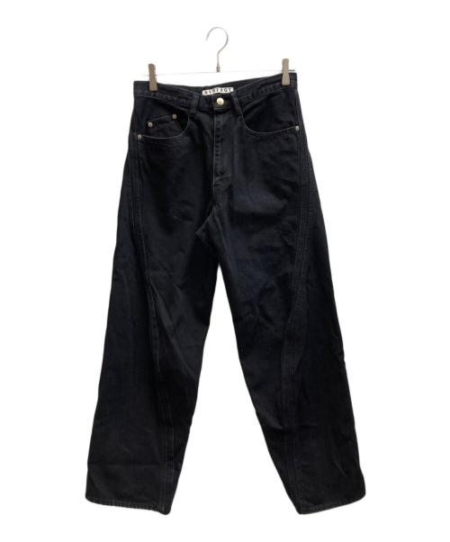 NVRFRGT（ネヴァーフォーゲット）NVRFRGT (ネヴァーフォーゲット) 3D TWISTED WIDE LEG JEANS/NF242P04A ブラック サイズ:1の古着・服飾アイテム