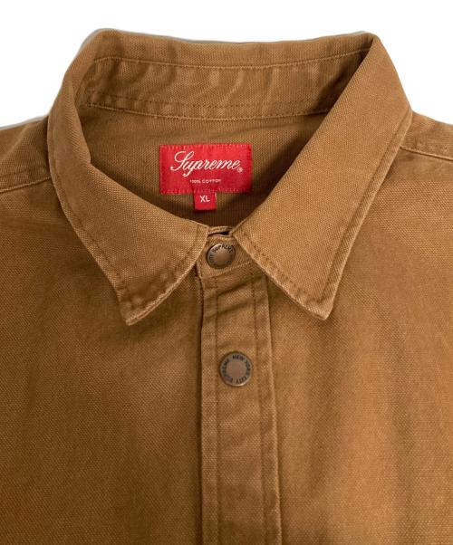 SUPREME（シュプリーム）Supreme (シュプリーム) Logo Taping Work Shirt ブラウン サイズ:XLの古着・服飾アイテム