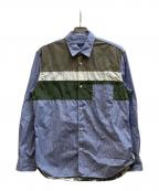 COMME des GARCONS HOMMEコムデギャルソン オム）の古着「切替チェックシャツ/HK-B001」｜ブルー×グリーン