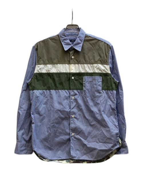COMME des GARCONS HOMME（コムデギャルソン オム）COMME des GARCONS HOMME (コムデギャルソン オム) 切替チェックシャツ/HK-B001 ブルー×グリーン サイズ:Sの古着・服飾アイテム