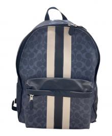 COACH（コーチ）の古着「シグネチャーラインリュック/F72340」｜ネイビー