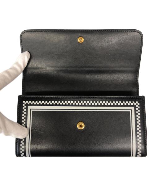 VERSACE（ヴェルサーチェ）VERSACE (ヴェルサーチェ) ロゴプリント長財布 ブラックの古着・服飾アイテム