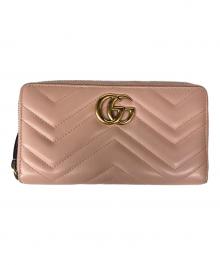 GUCCI（グッチ）の古着「ダブルGジップアラウンドウォレット/443123」｜ピンク