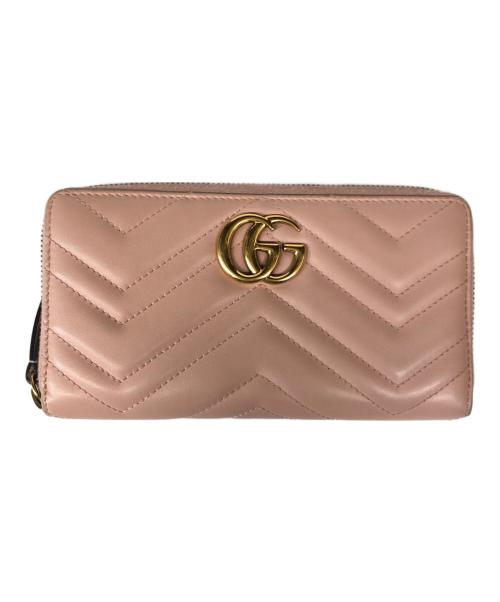 GUCCI（グッチ）GUCCI (グッチ) ダブルGジップアラウンドウォレット/443123 ピンクの古着・服飾アイテム