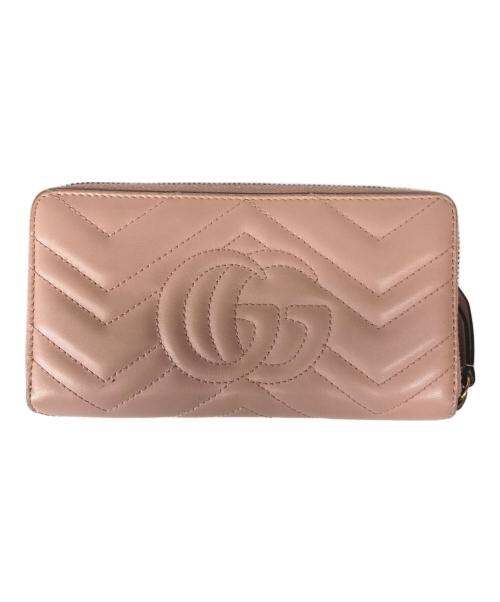 GUCCI（グッチ）GUCCI (グッチ) ダブルGジップアラウンドウォレット/443123 ピンクの古着・服飾アイテム