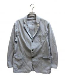 LARDINI（ラルディーニ）の古着「ストライプシングル3Bシャツジャケット/EECM25-62」｜ブルー