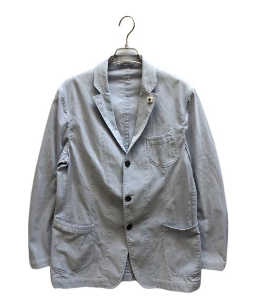 LARDINI（ラルディーニ）LARDINI (ラルディーニ) ストライプシングル3Bシャツジャケット/EECM25-62 ブルー サイズ:50の古着・服飾アイテム
