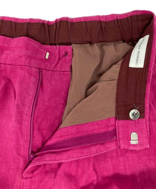 HUMAN WOMAN（ヒューマンウーマン）HUMAN WOMAN (ヒューマンウーマン) リネンタック入りバギーパンツ ピンク サイズ:Mの古着・服飾アイテム