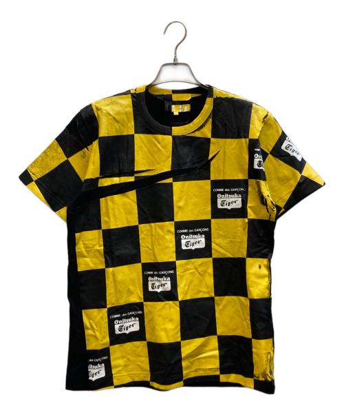 Onitsuka Tiger（オニツカタイガー）Onitsuka Tiger (オニツカタイガー) COMME des GARCONS (コムデギャルソン) チェックコラボTシャツ / OP-T003 イエロー×ブラック サイズ:Lの古着・服飾アイテム