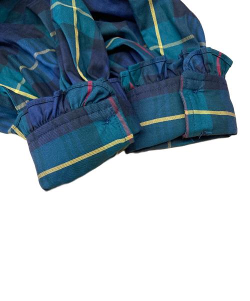 LAUREN RALPH LAUREN（ローレンラルフローレン）LAUREN RALPH LAUREN (ローレンラルフローレン) フリルチェックワンピース グリーン×ネイビー サイズ:4の古着・服飾アイテム