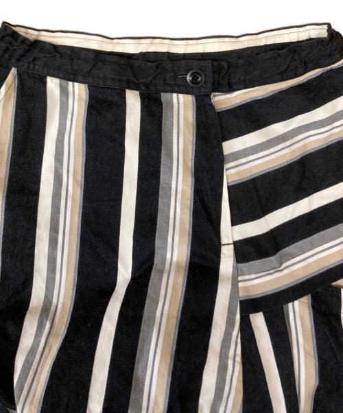 Y's（ワイズ）Y's (ワイズ) 変形ストライプ柄ドローストリングロングスカート/YW-S06-019 アイボリー×ブラック サイズ:1の古着・服飾アイテム
