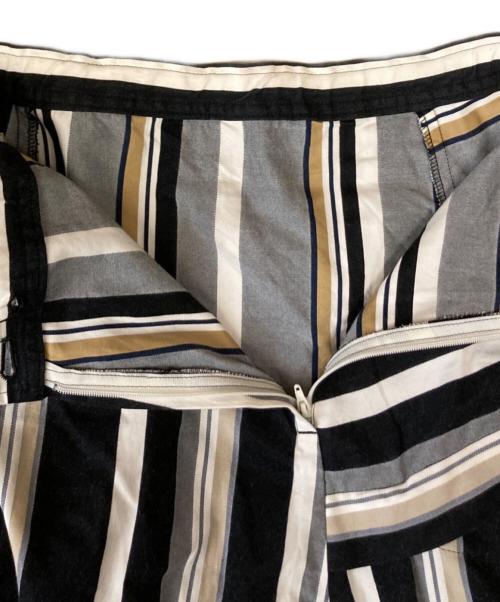 Y's（ワイズ）Y's (ワイズ) 変形ストライプ柄ドローストリングロングスカート/YW-S06-019 アイボリー×ブラック サイズ:1の古着・服飾アイテム